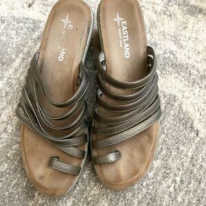 Eastland metallic strappy wedge sandal